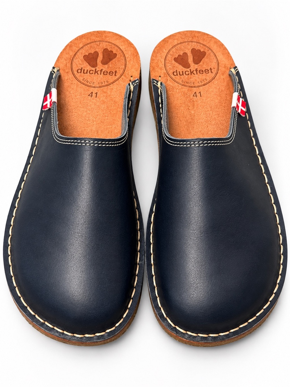 Duckfeet Blåvand Navy Leather Clogs EU 41 US Women 10 Men 8.5